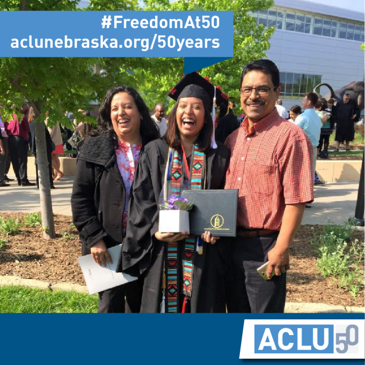 Photo of Maria and her family at her college graduation