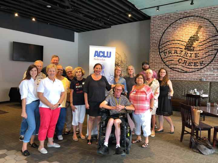 ACLU supporters pose for group photo