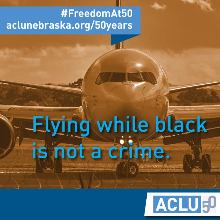 Photo of plane with text &quot;flying while black is not a crime.&quot;