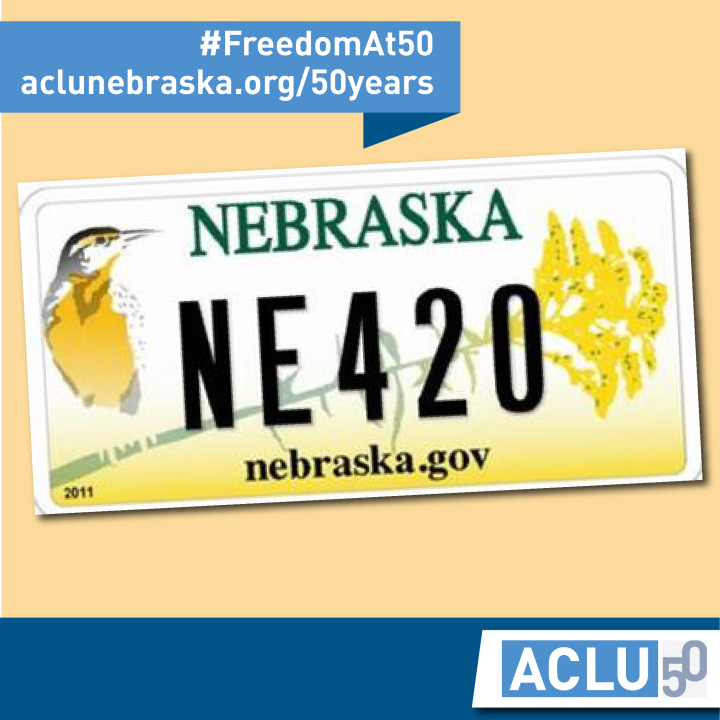 Photo of license plate saying &quot;NE 420&quot;